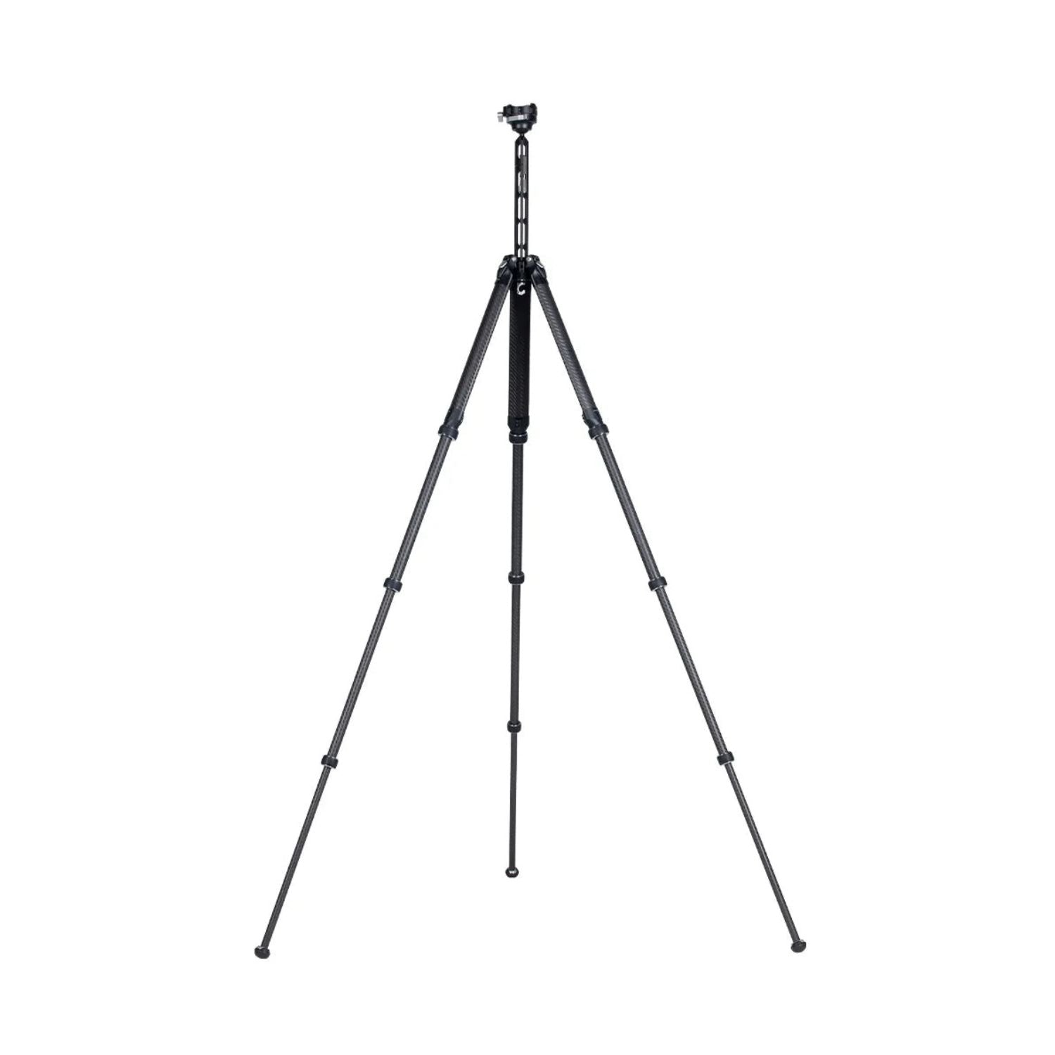 Standing travel tripod with three legs and top mounting plate, dark finish