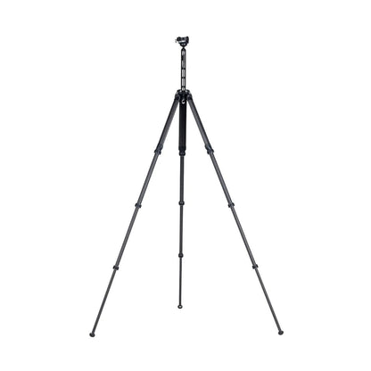 Standing travel tripod with three legs and top mounting plate, dark finish