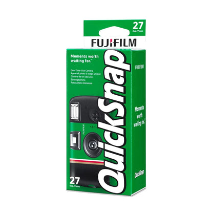 Fujifilm 27-exposure disposable camera package in green and white