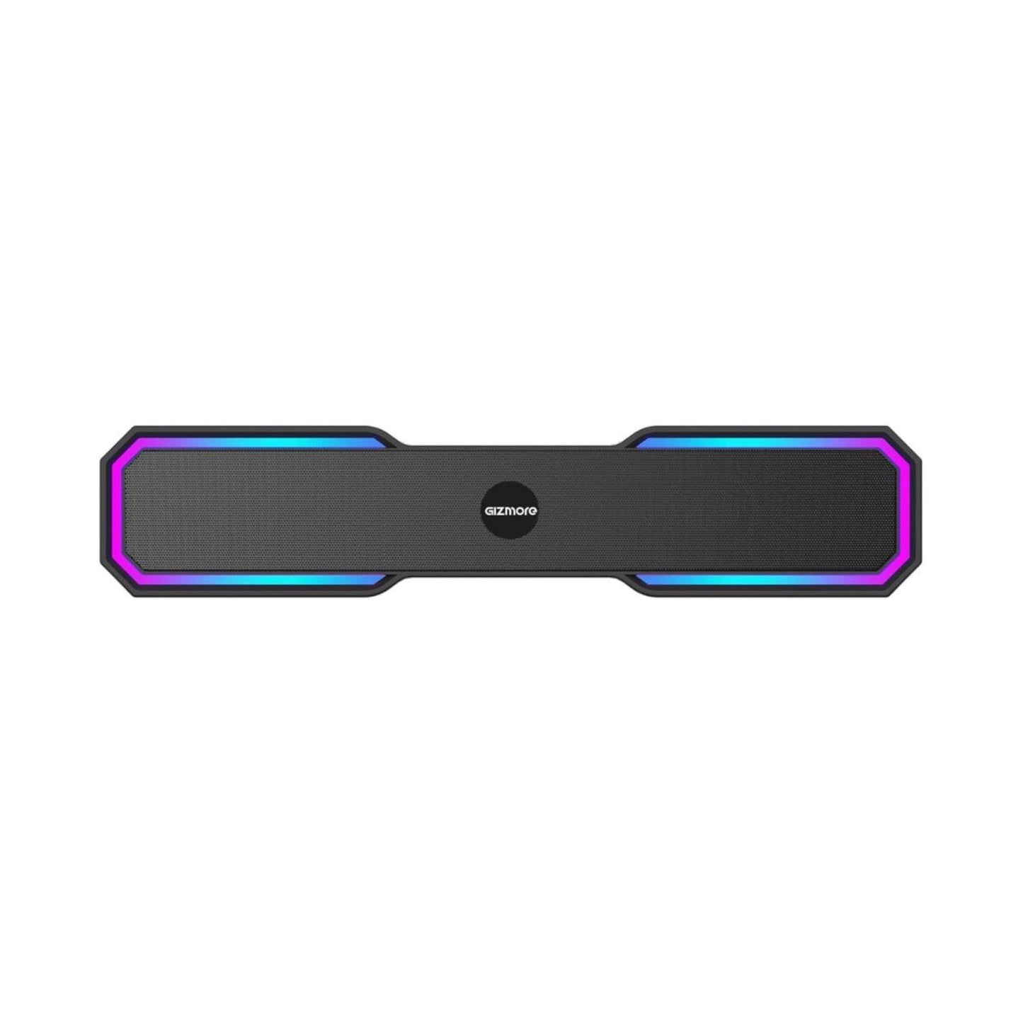 Gizmore Rock Bluetooth-Soundbar, schwarze Front mit farbigen LED-Rahmenlichtern