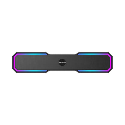 Gizmore Rock Bluetooth-Soundbar, schwarze Front mit farbigen LED-Rahmenlichtern
