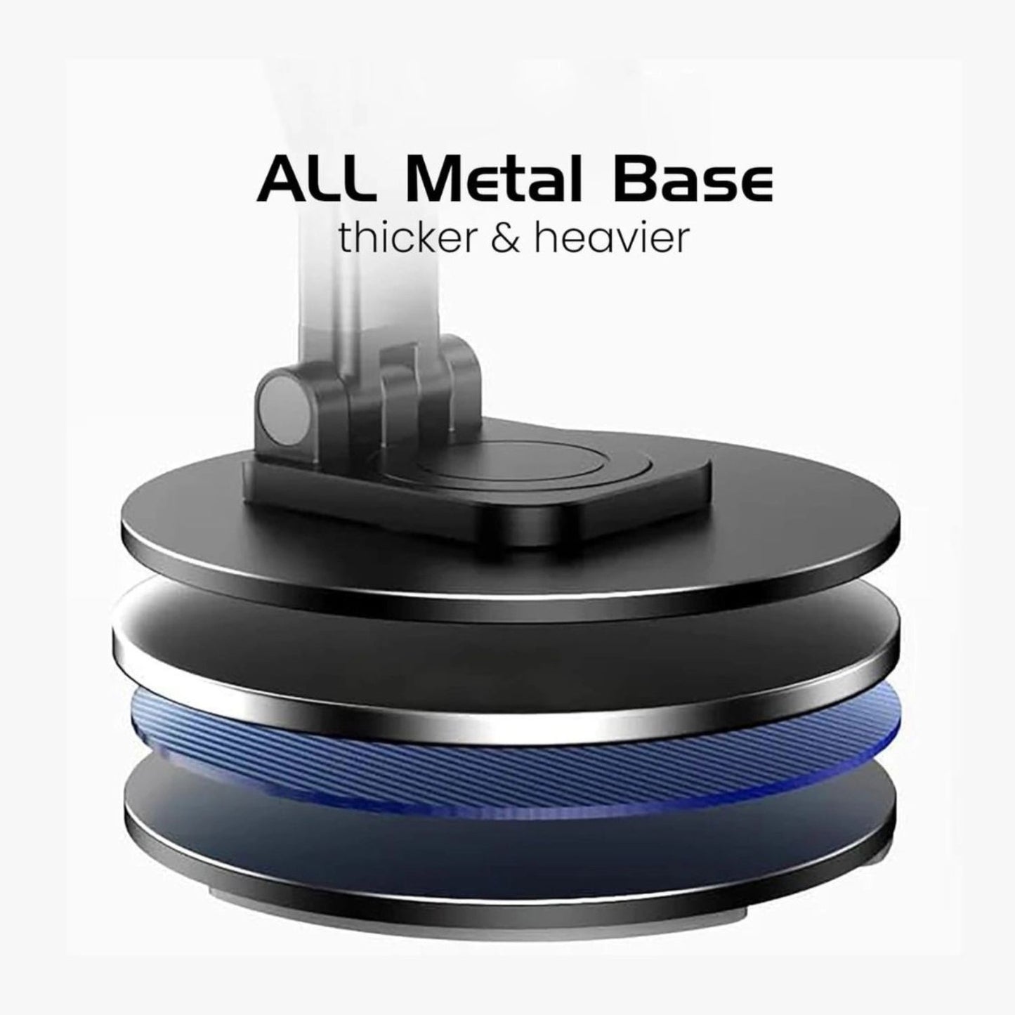 All-metal circular base with stacked layers and rotating phone holder