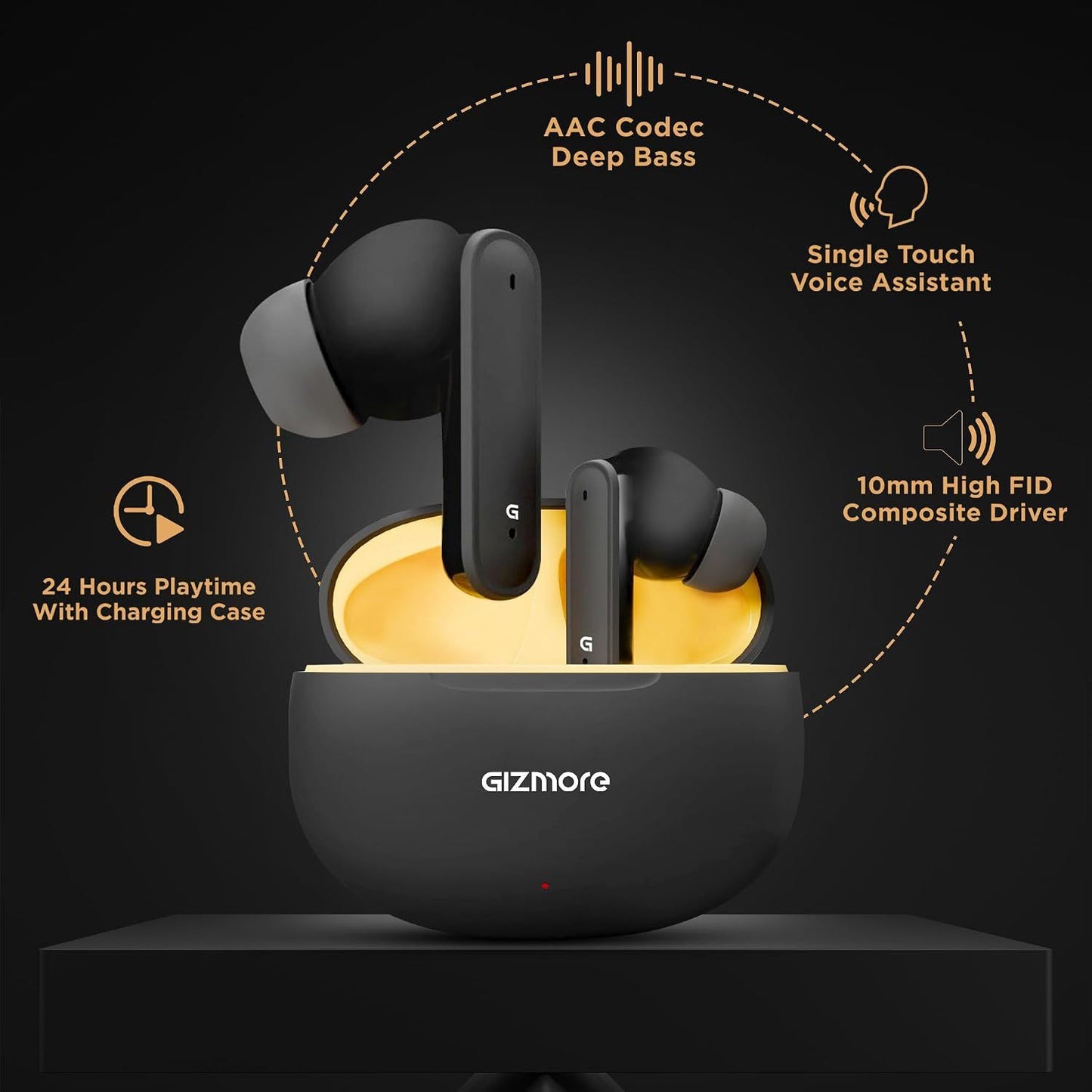 Gizmore Gizpod 865 In-ear TWS With Up To 24hrs Playtime Earphone