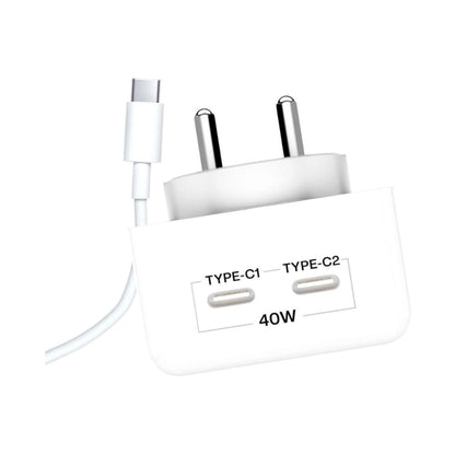 Gizmore PA615 PD 3.0 40W wall adaptor with USB Type-C1 and Type-C2 ports