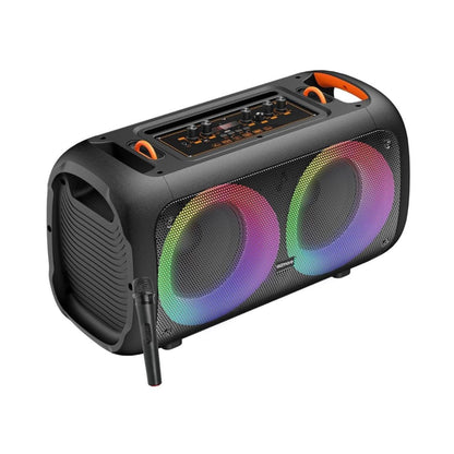T3000 trolley speaker, dual RGB ring drivers and orange handles, black body