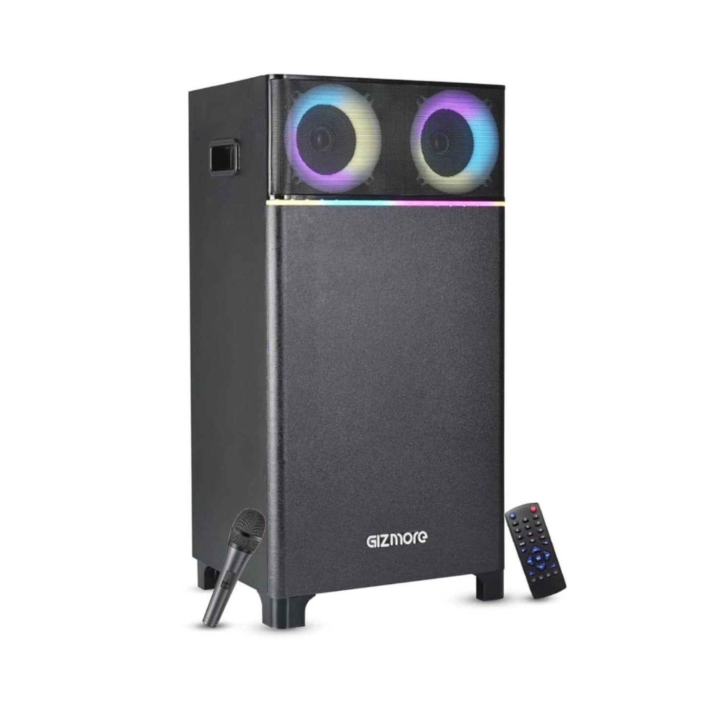 Gizmore trolley speaker T4000 in dark case with dual RGB LED rings