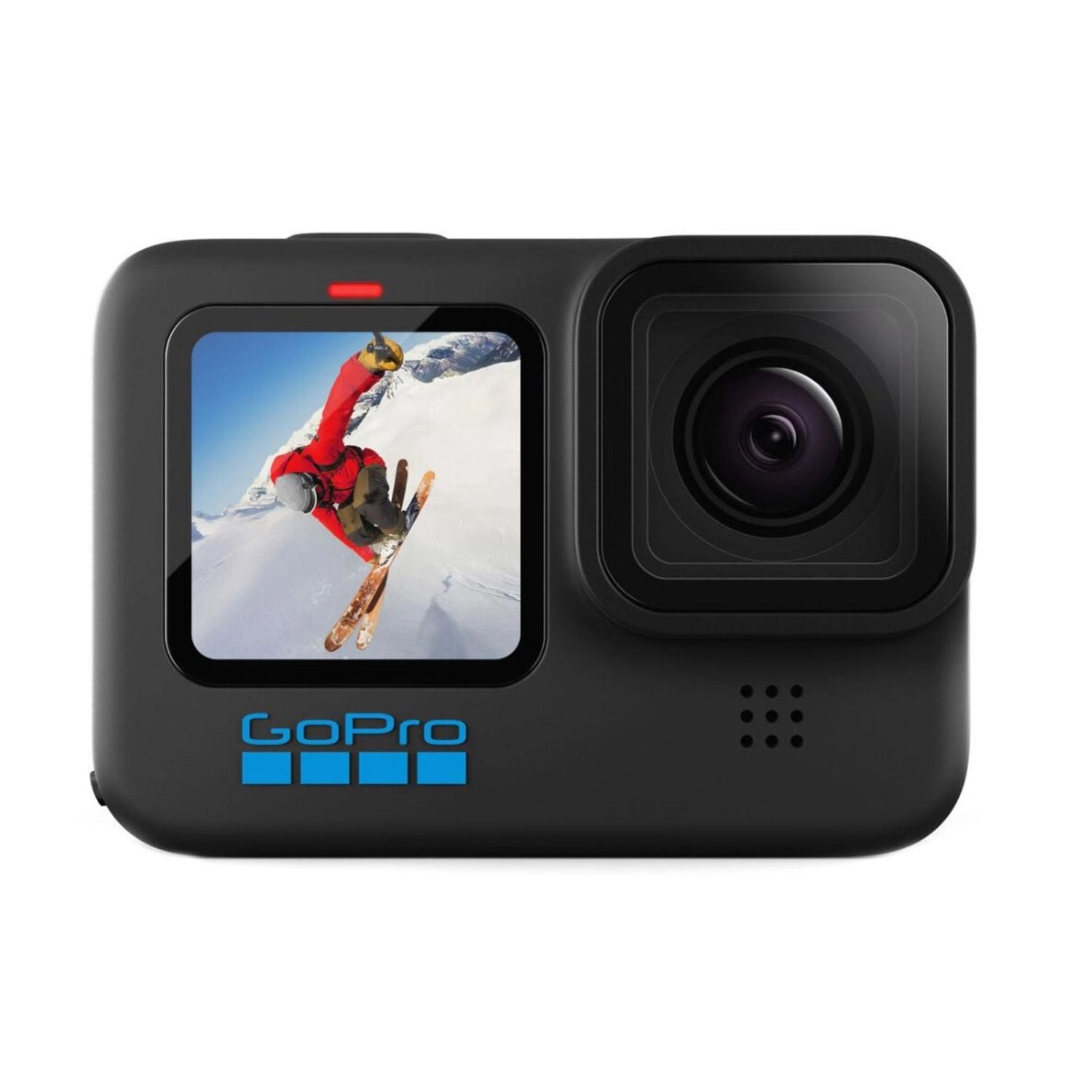 GoPro HERO10 Black action camera with front touchscreen and lens