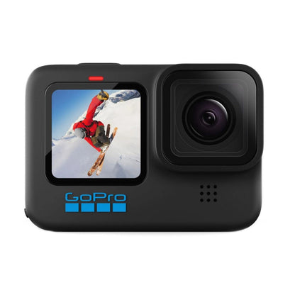 GoPro HERO10 Black action camera with front touchscreen and lens