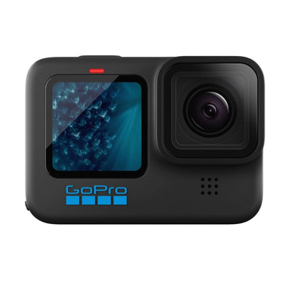 GoPro HERO 11 Action Camera (black) front view with front screen and lens