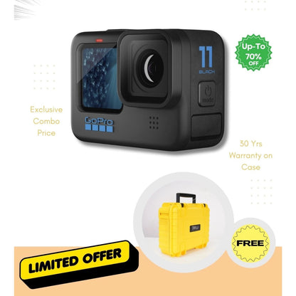 GoPro HERO11 Black action camera with rugged yellow protective case
