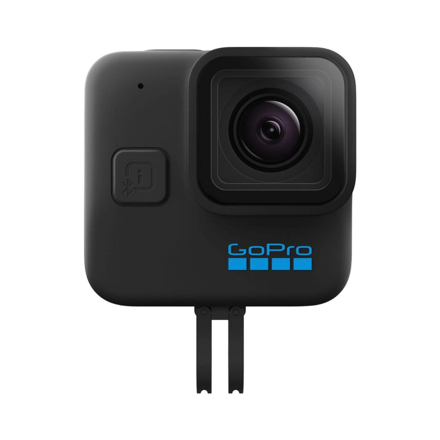 Schwarze HERO 11 Mini Action-Cam frontal mit sichtbarem Objektiv