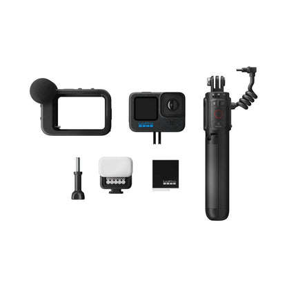 GoPro HERO 12 bundle accessories: camera housing, mic, light, grips and mounts