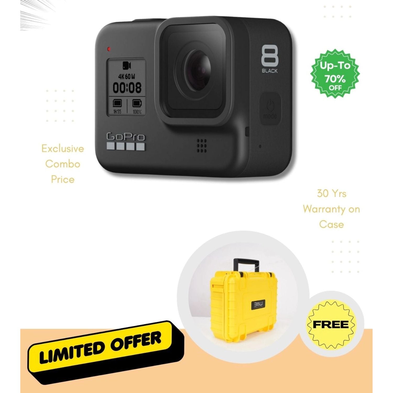 GoPro HERO8 Black action camera with rugged B&W case