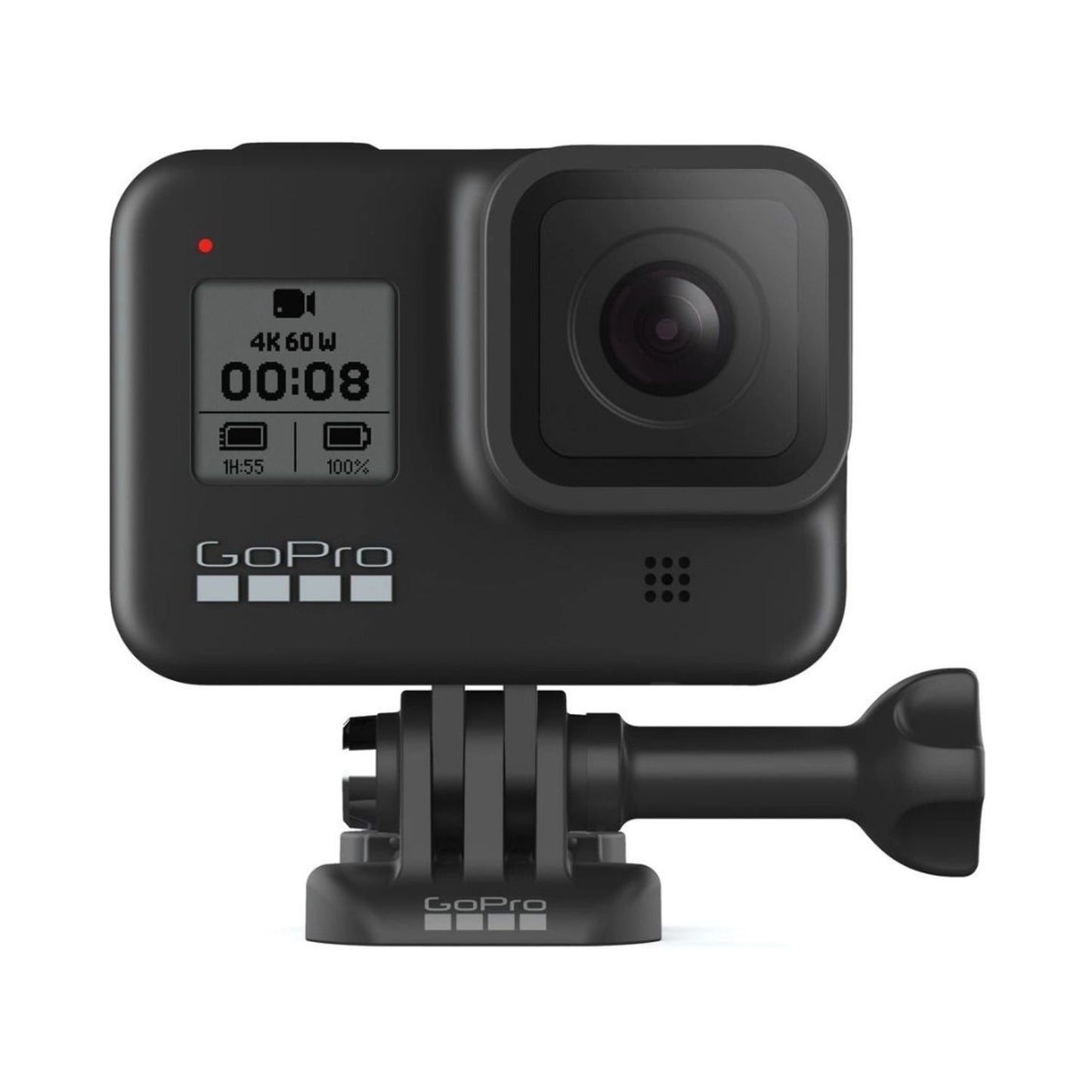 HERO8 Black action camera with mounted handle and base
