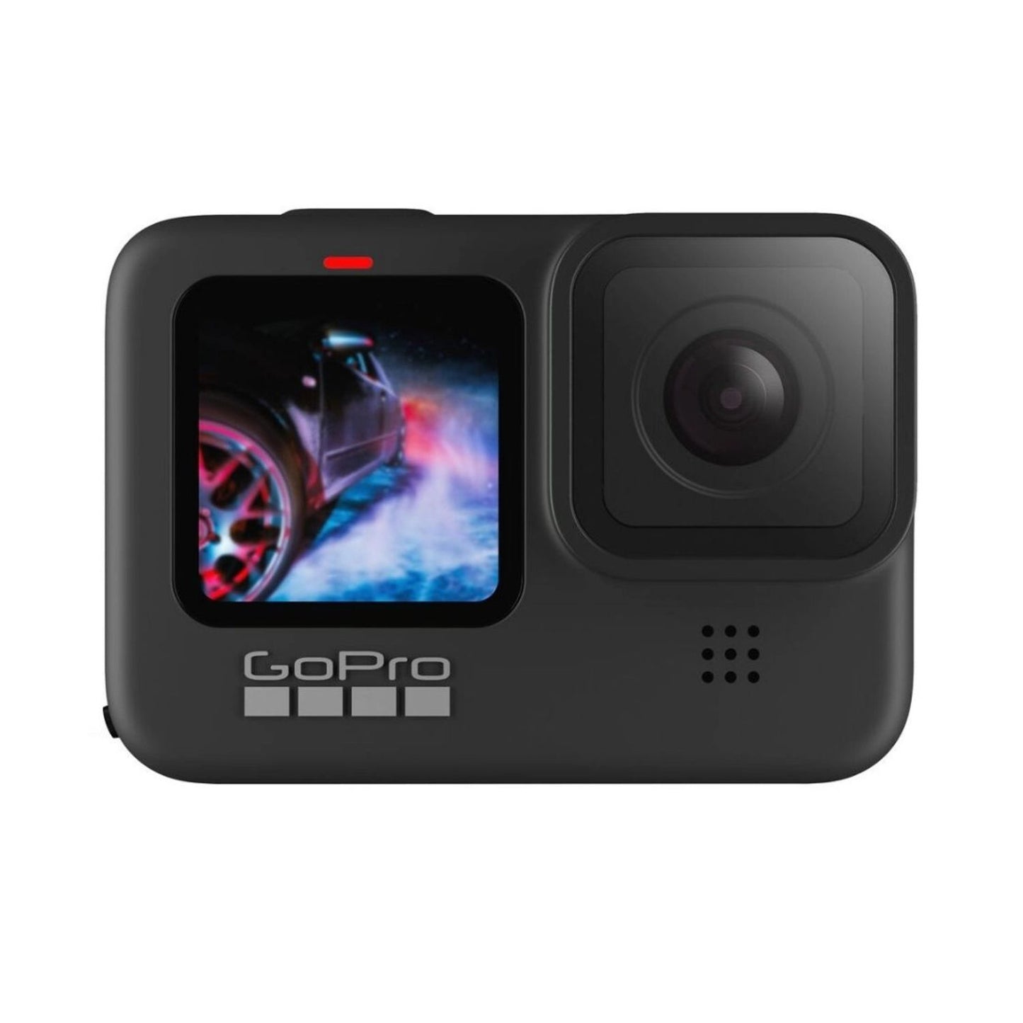 HERO 9 Actionkamera (schwarz) Vorderansicht mit Display und Kameralinse