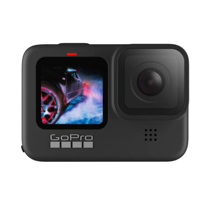 HERO 9 Actionkamera (schwarz) Vorderansicht mit Display und Kameralinse