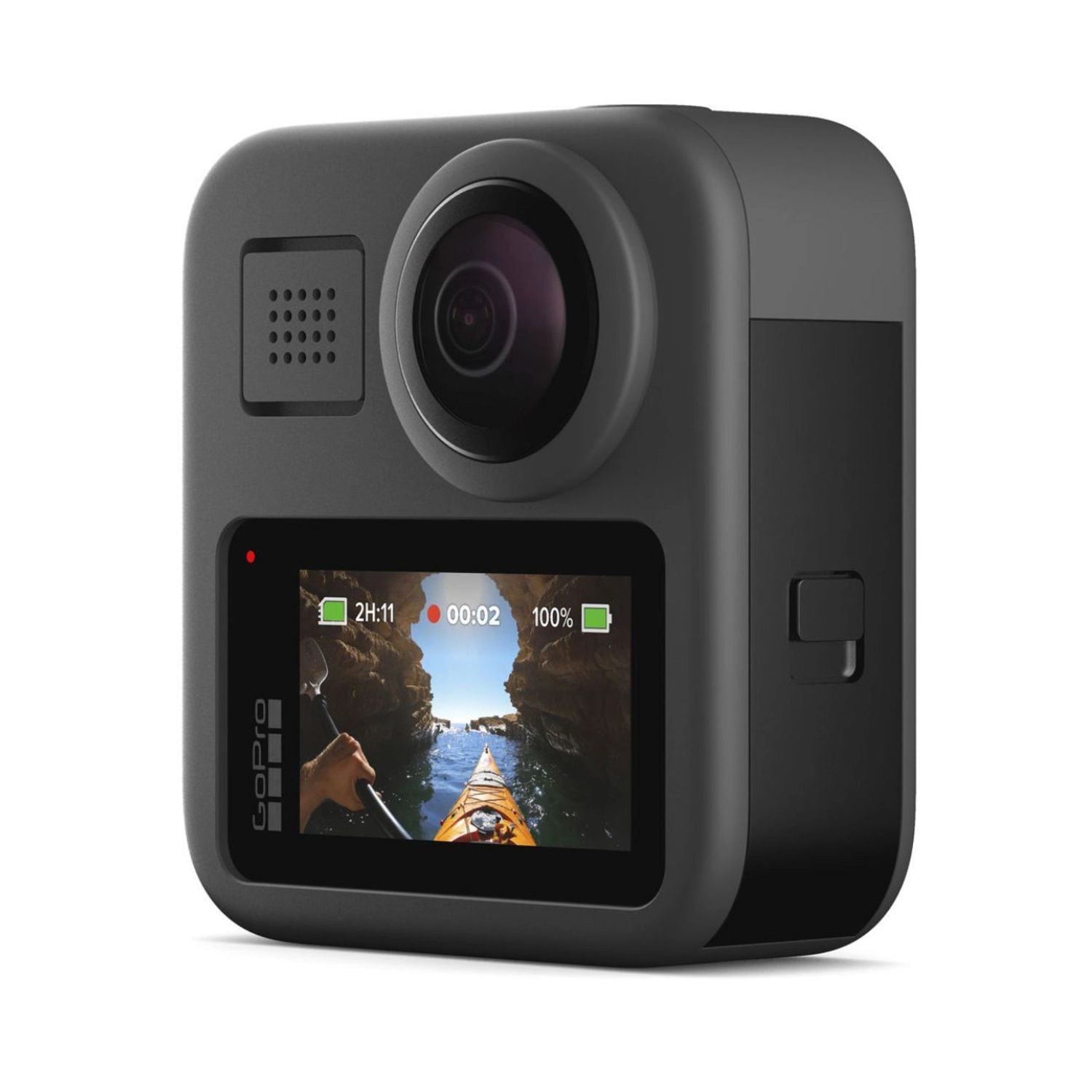 MAX 360 action camera rear with LCD screen and latch