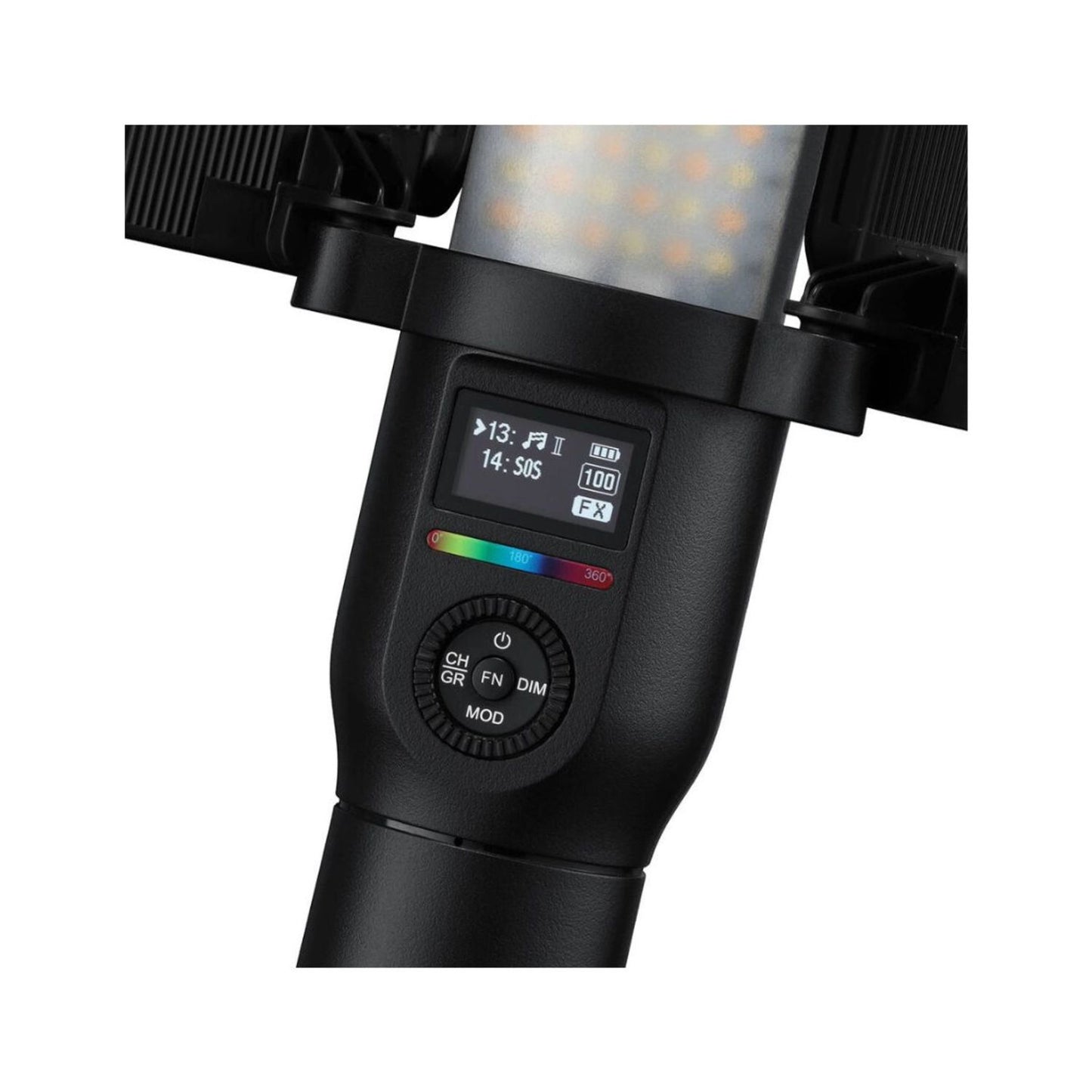 Godox LC500R RGB LED light stick controls with LCD screen and dial
