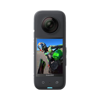 Insta360 X3 360 action camera front with display and dual-lens pod