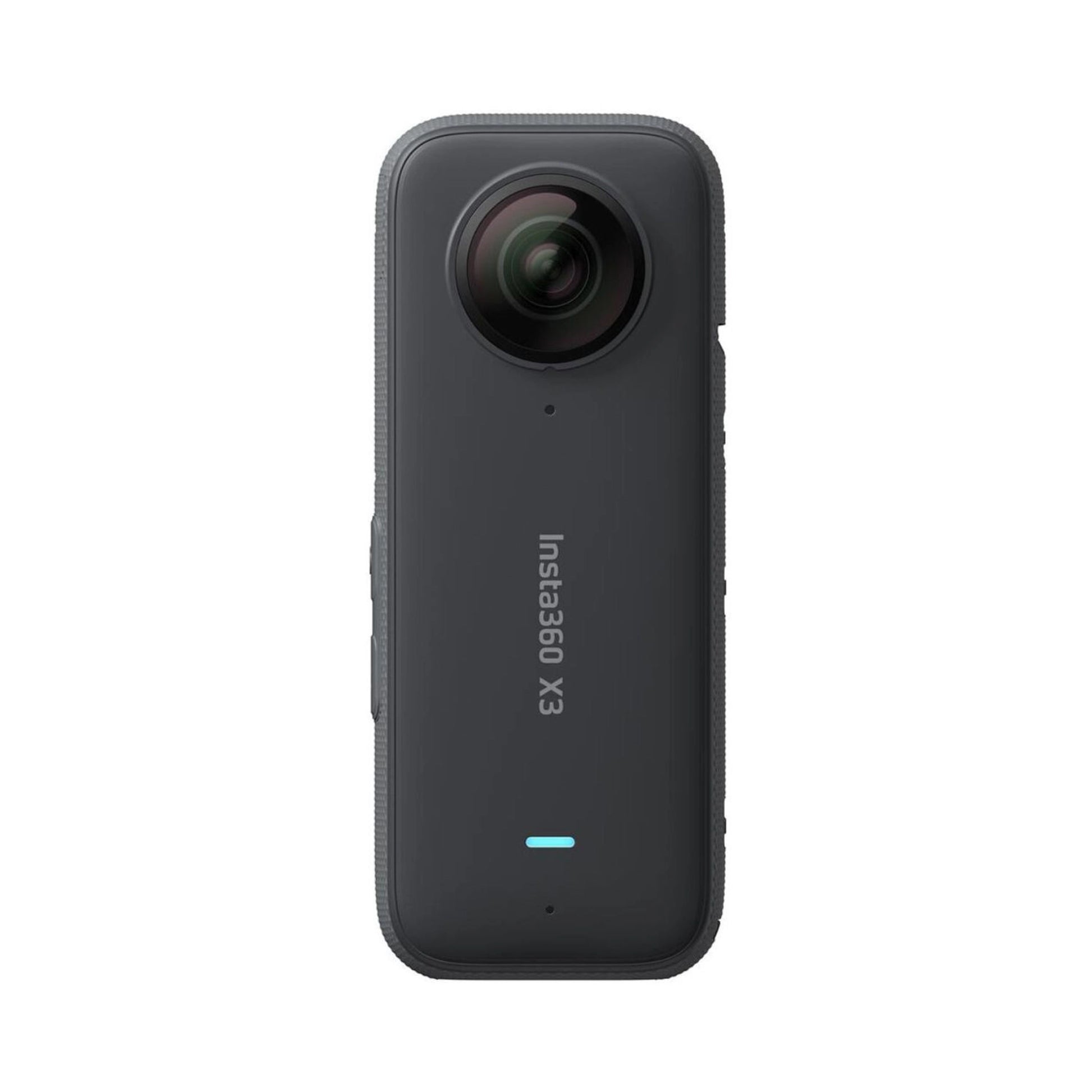 Insta360 X3 360 action camera back view with power/status light