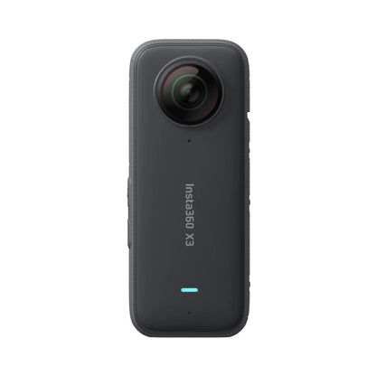 Insta360 X3 360 action camera back view with power/status light