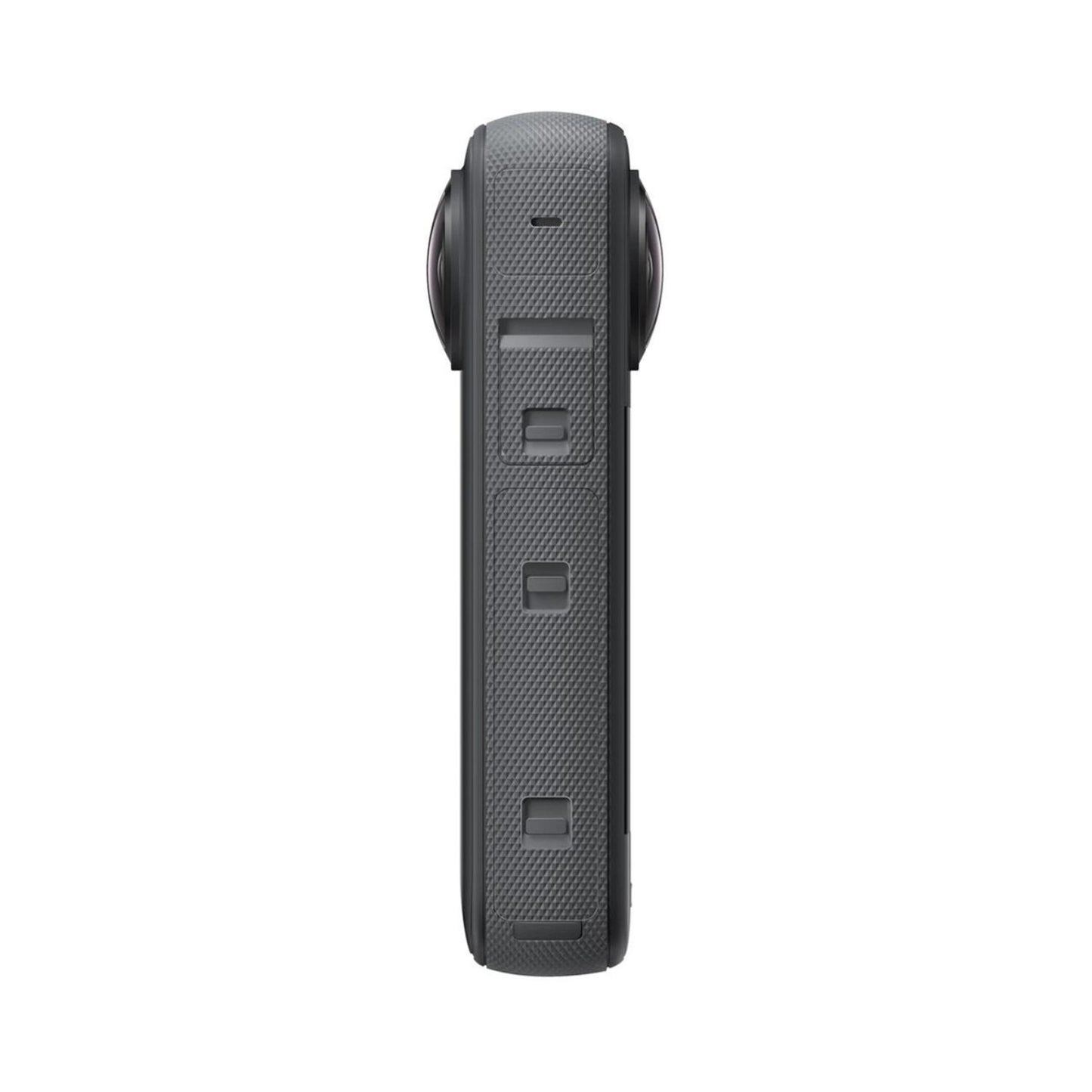 Insta360 X3 360 action camera side profile with textured housing and buttons