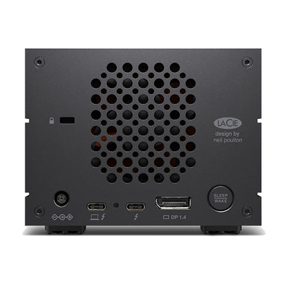 LaCie 2big Dock rear panel with Thunderbolt ports and DisplayPort 1.4