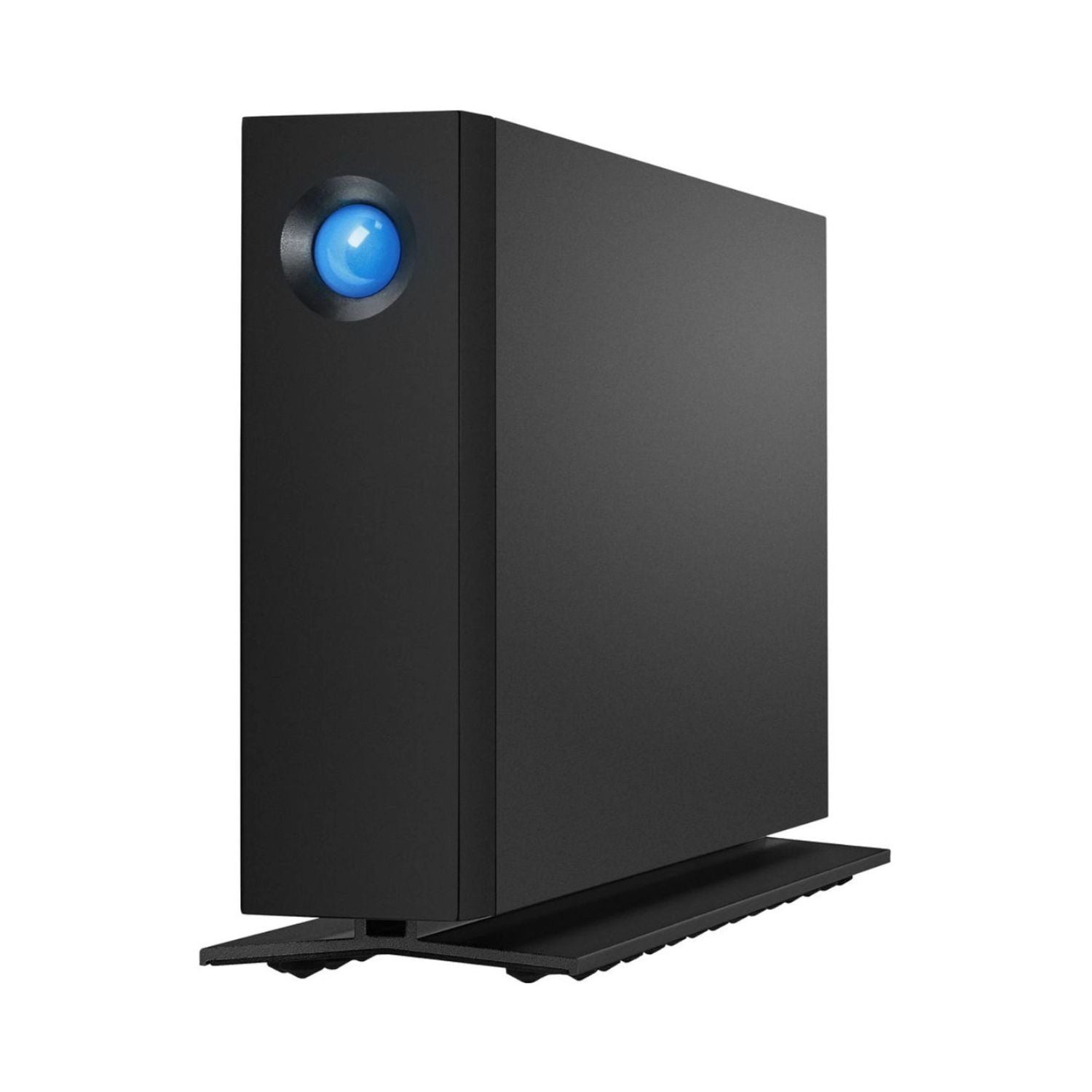 Externe 10TB Festplatte, schwarzes Gehäuse mit blauem LED-Logo