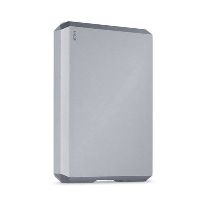 LaCie 5TB mobile hard drive, silvery-gray rectangular enclosure