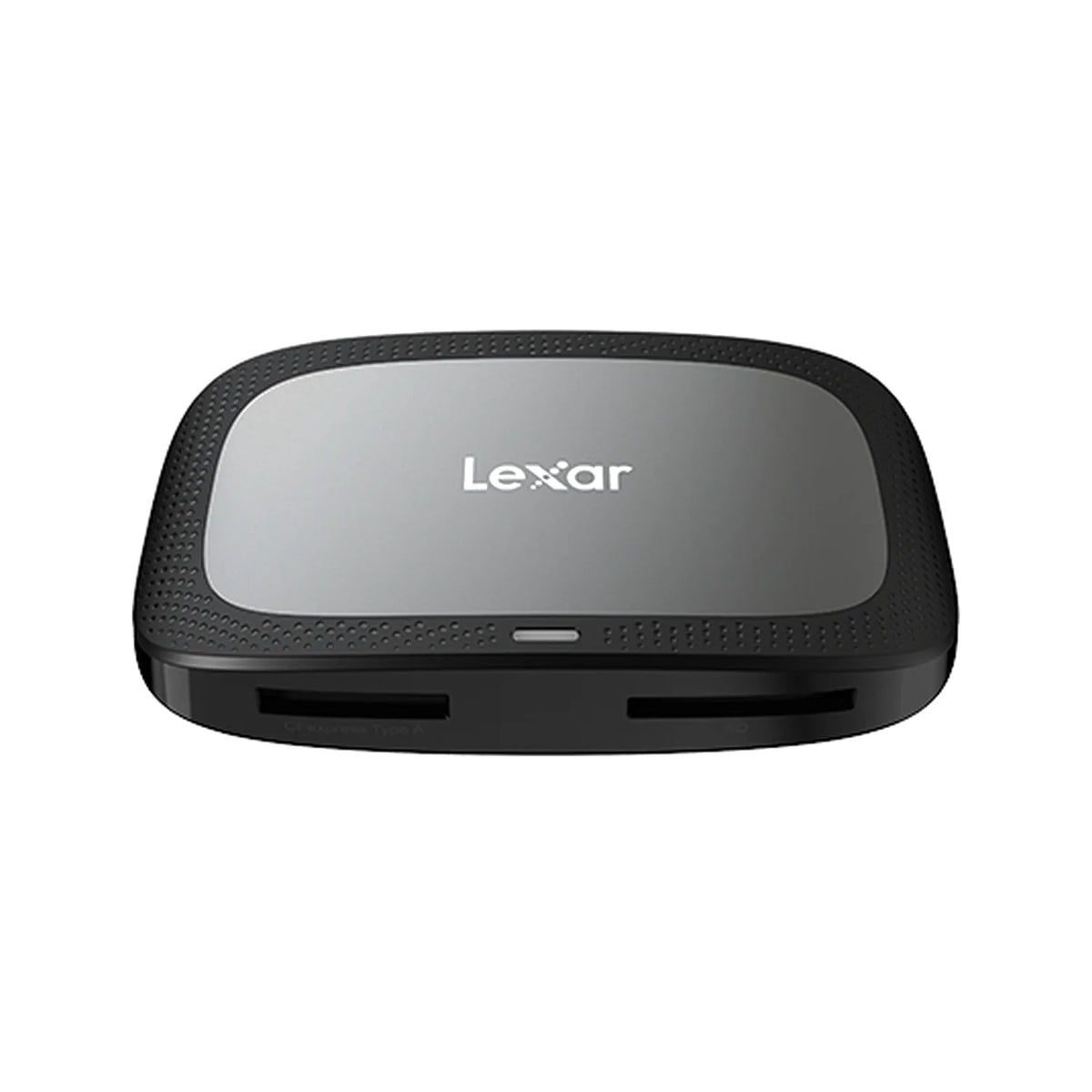 Black Lexar card reader with textured outer frame and side ports visible