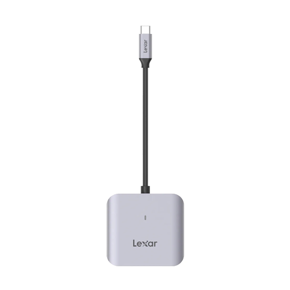 Lexar CFexpress card reader with USB-C cable, silver-gray body