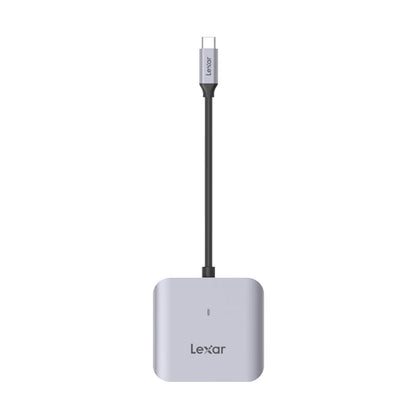 Lexar CFexpress card reader with USB-C cable, silver-gray body