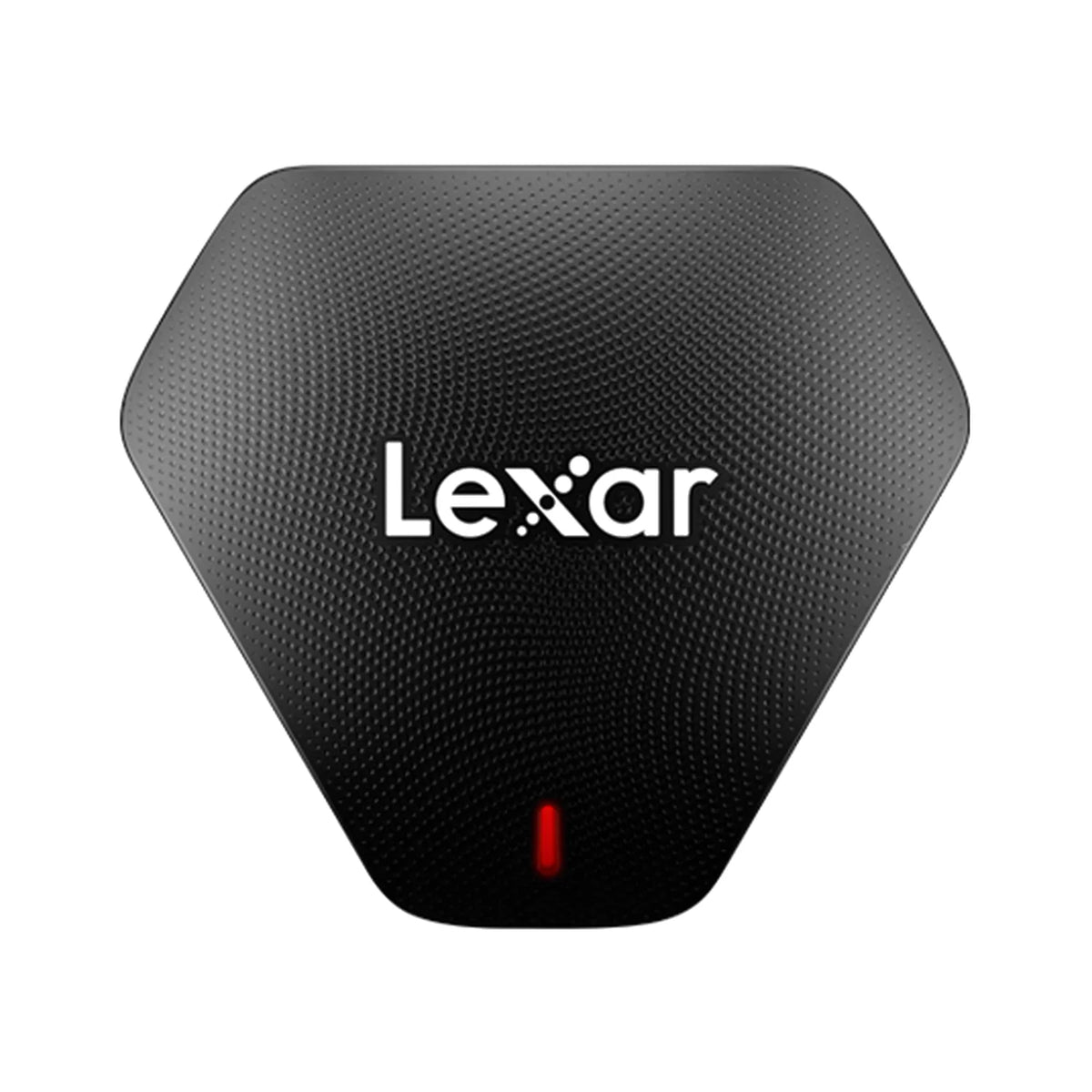 Black Lexar multi-card USB 3.1 reader with LeXar logo and red status LED