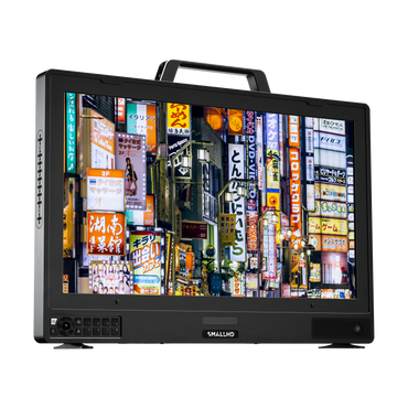 SmallHD Cine 24 three-quarter front view with handle