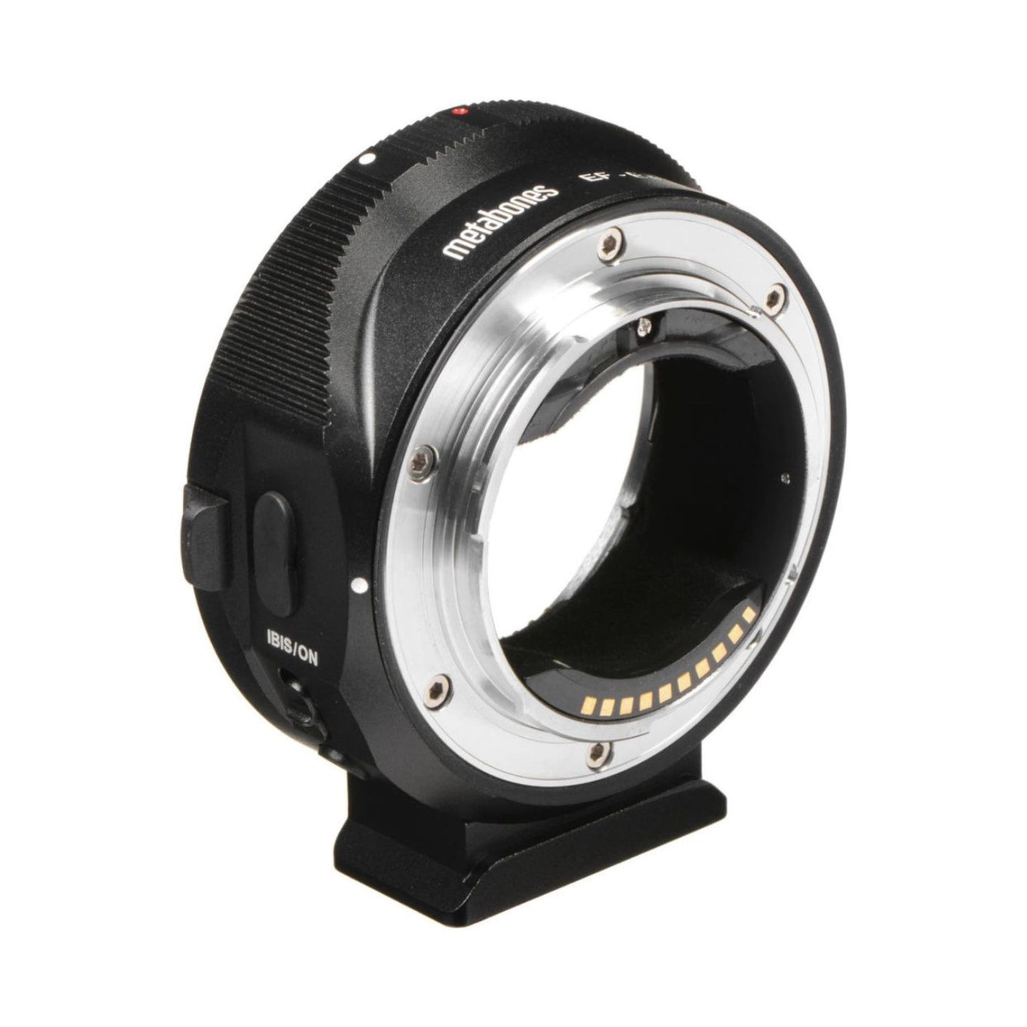 Canon EF/EF-S to Sony E smart adapter with illuminated contact pads on front ring