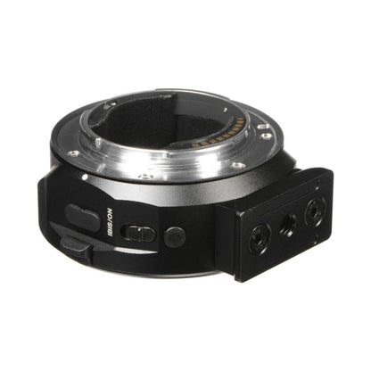 Canon EF/EF-S to Sony E smart lens adapter, side view with metal mounting ring