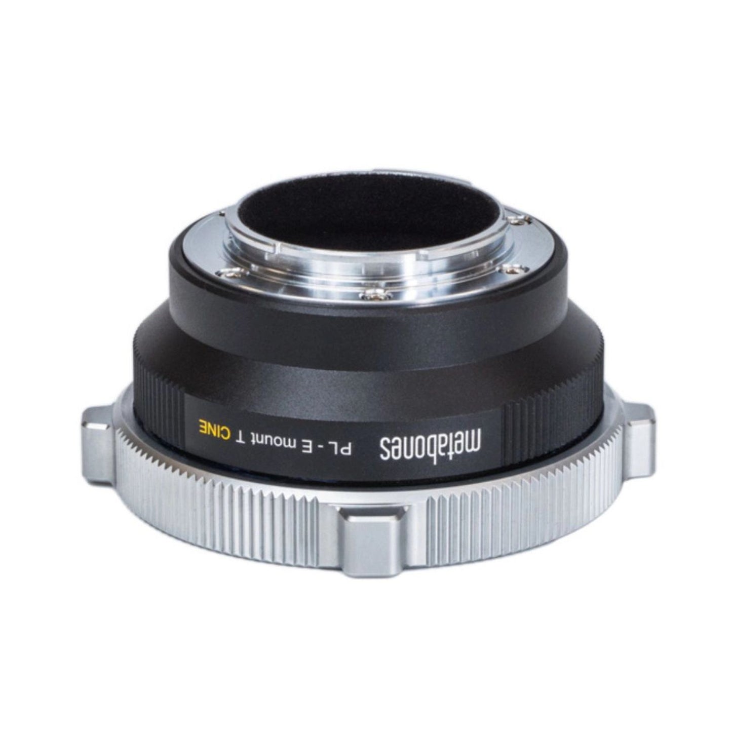 PL-zu-E-Mount Adapter, Rückseite mit Metall-Zahnring und schwarzem Kontaktbereich