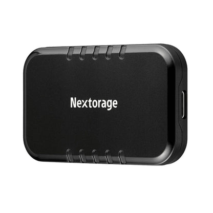 Nextorage NX-P2SE tragbare SSD, Seitenansicht mit Anschlussöffnung am Gehäuse