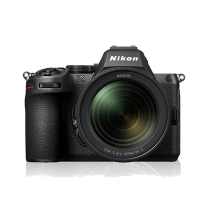 Nikon Z5II mirrorless camera, black, with front zoom lens