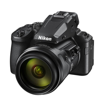 COOLPIX P950 digital camera side view, zoom lens and top controls