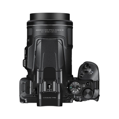 COOLPIX P950 rear view, lens mount area and mode dial