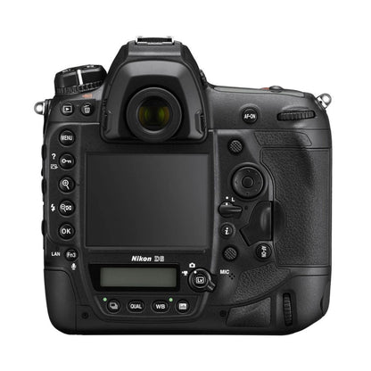 DSLR camera back view with LCD screen, control buttons, and AF-ON switch