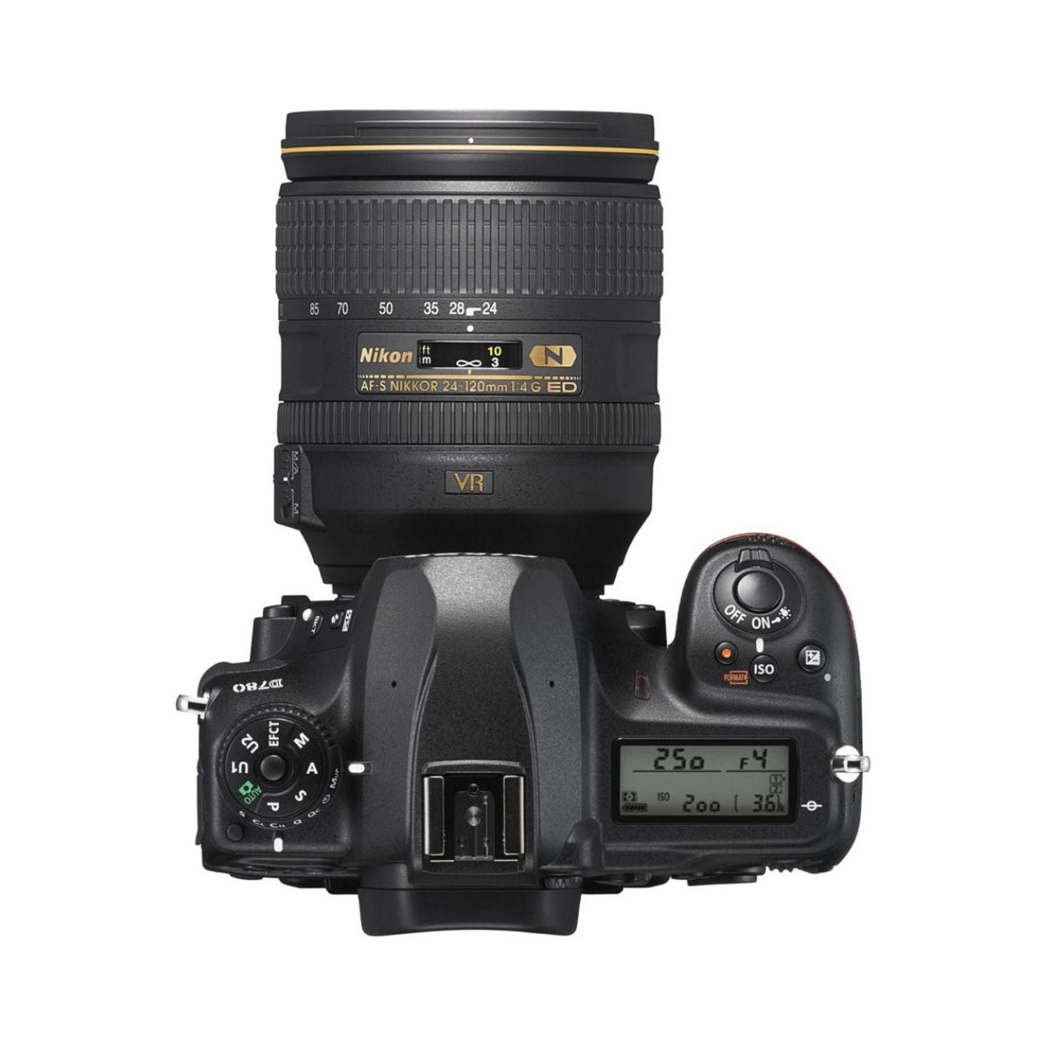 24-120mm AF-S NIKKOR lens, VR label and zoom range markings