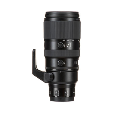 NIKKOR Z 100-400mm VR S Zoomobjektiv mit seitlichem Stativring und Bedienelementen