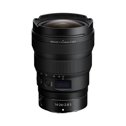 NIKKOR Z 14-24mm f/2.8 S Objektiv, schwarz, Vorderansicht mit Frontlinse