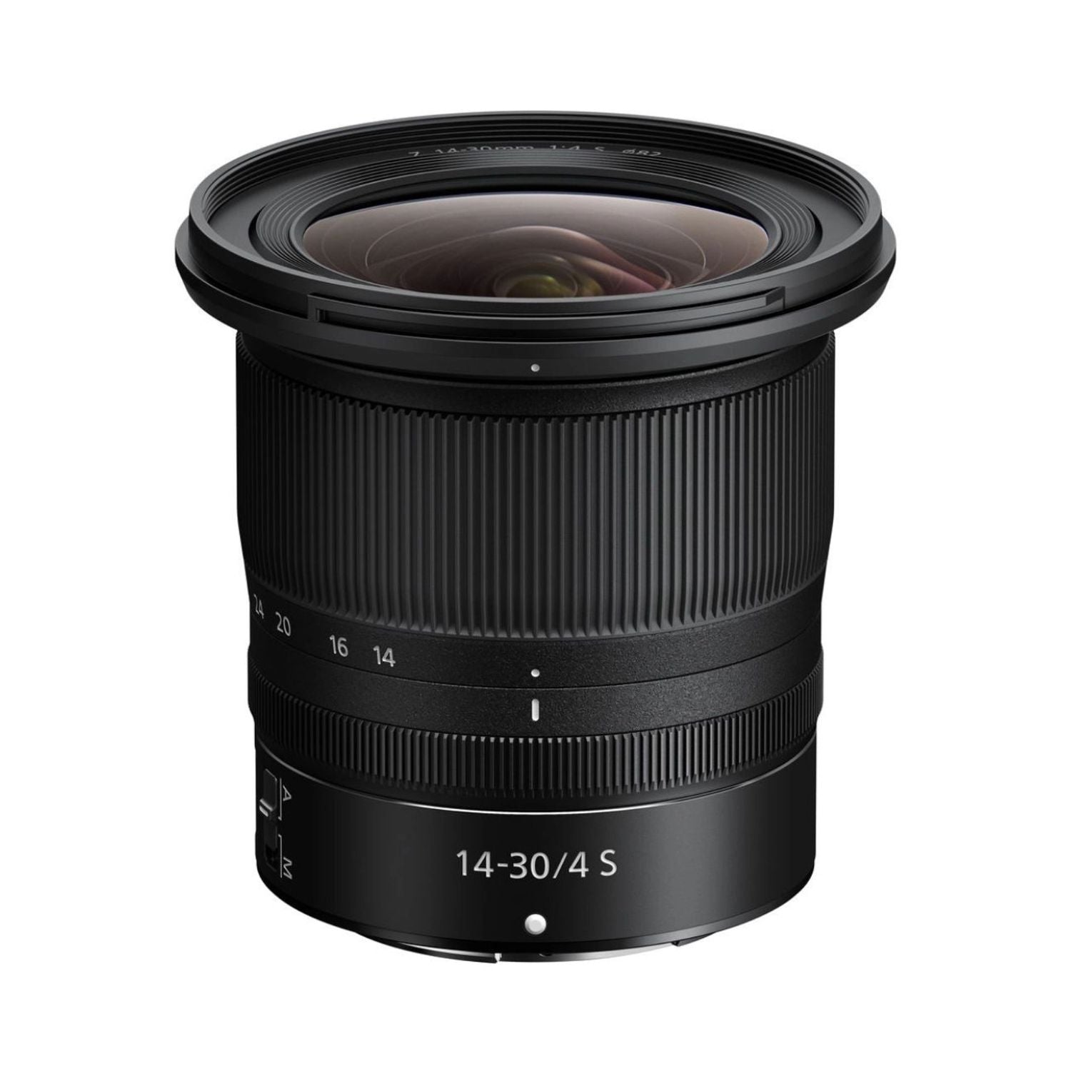 Nikon 14-30mm f/4 S Objektiv, schwarzes Gehäuse mit Zoom- und Fokusring