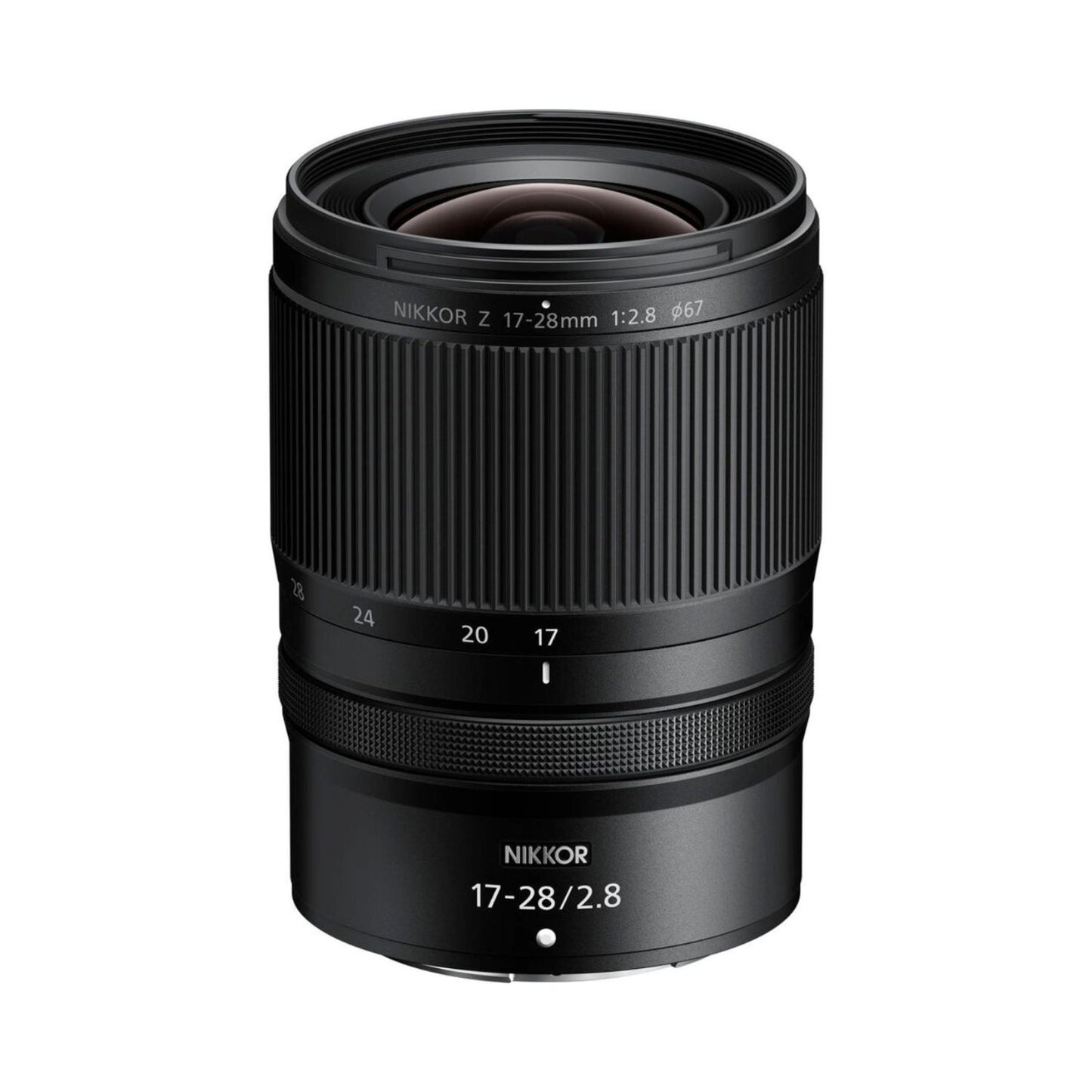 NIKKOR Z 17-28mm f/2.8 camera lens, black with ribbed grip and zoom ring