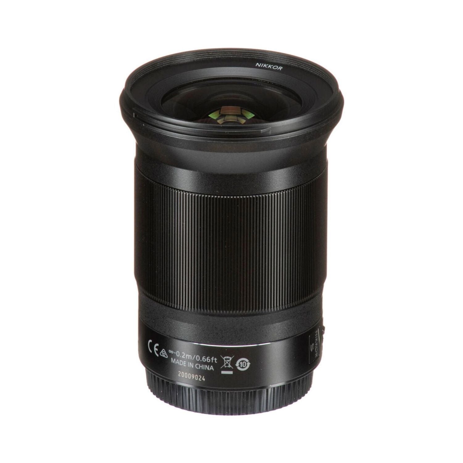 NIKKOR Z 20mm f/1.8 S lens rear view, mount side with printed specifications