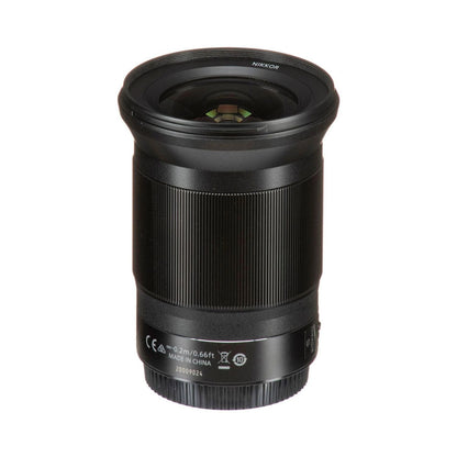 NIKKOR Z 20mm f/1.8 S lens rear view, mount side with printed specifications
