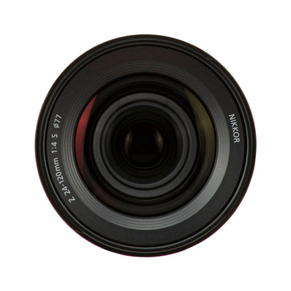 NIKKOR Z 24-120mm f/4 S lens, close-up of front glass element